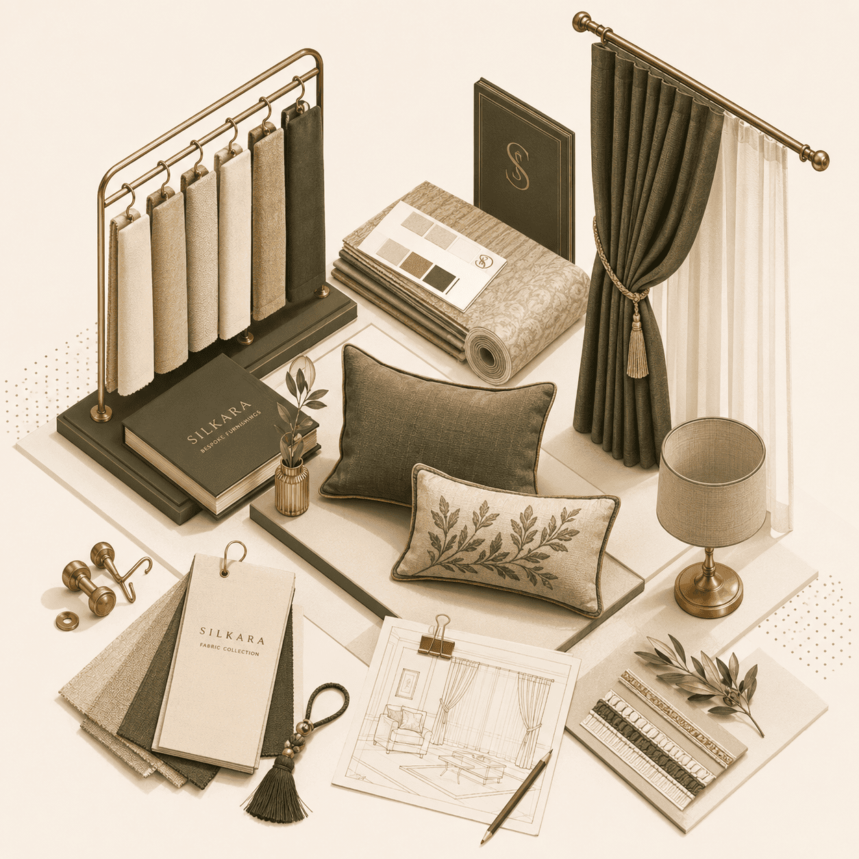 Custom made premium quality Curtains And sofa cushions from Silkara